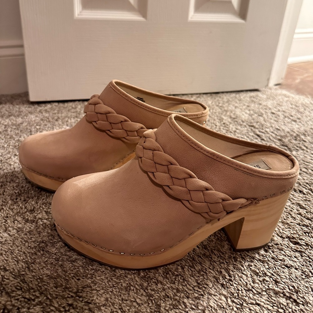 Steve Madden Womens Highland Taupe Leather Braided Mule Clogs Shoes (9)